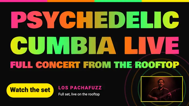 Psychedelic cumbia full concert thumbnail, chicha poster template
