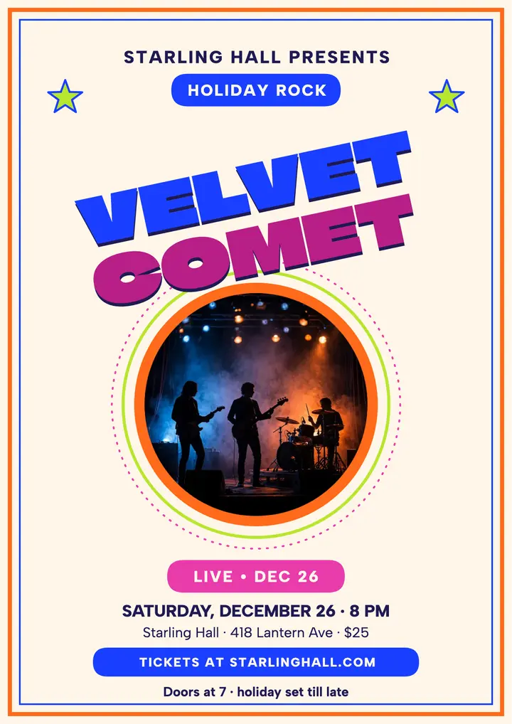 Velvet Comet holiday gig flyer template