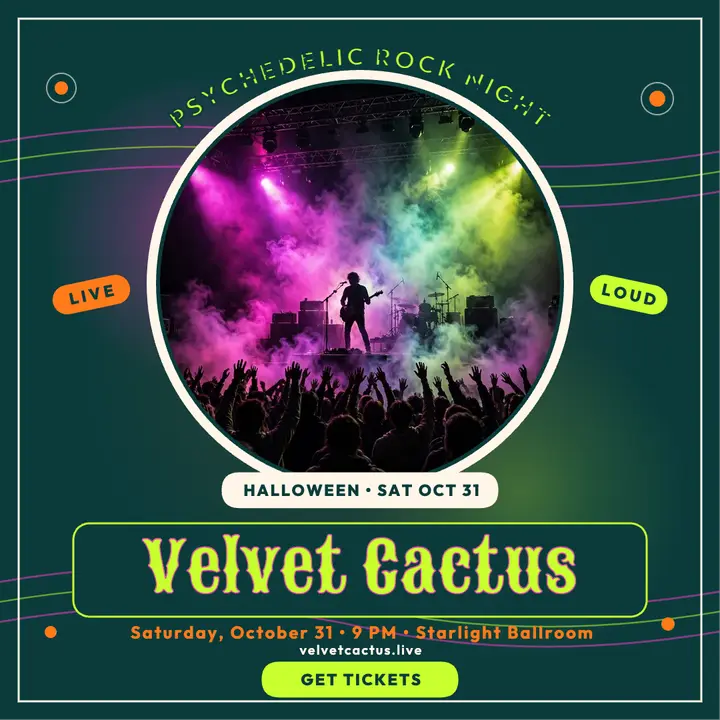 Velvet Cactus psychedelic rock night post template