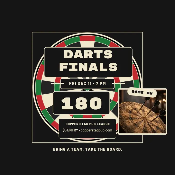 Copper Stag darts finals night post: darts finals post template