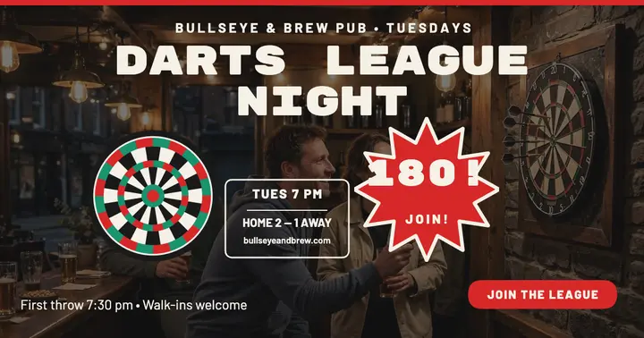 Bullseye and Brew darts league night post template