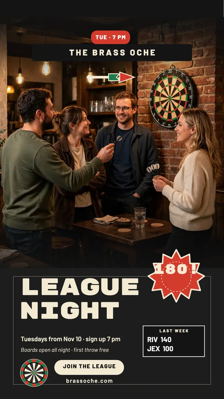 Brass Oche darts league night story template