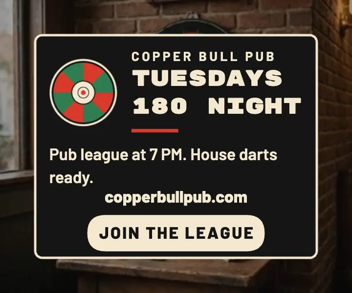 Copper Bull Tuesday 180 darts night ad template