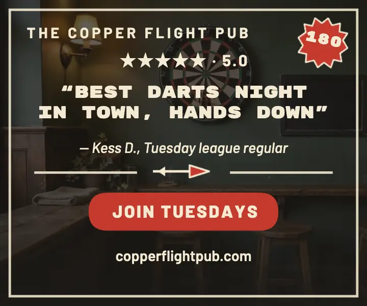 Copper Flight pub darts review ad template