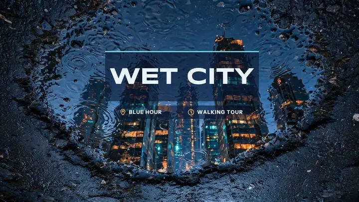 Wet City blue hour walking tour thumbnail template