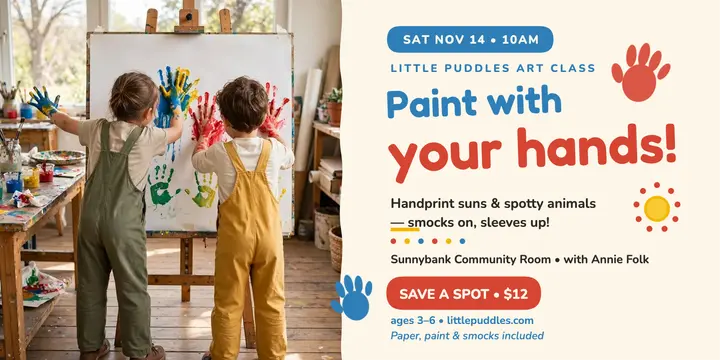 Little Puddles finger paint class post template