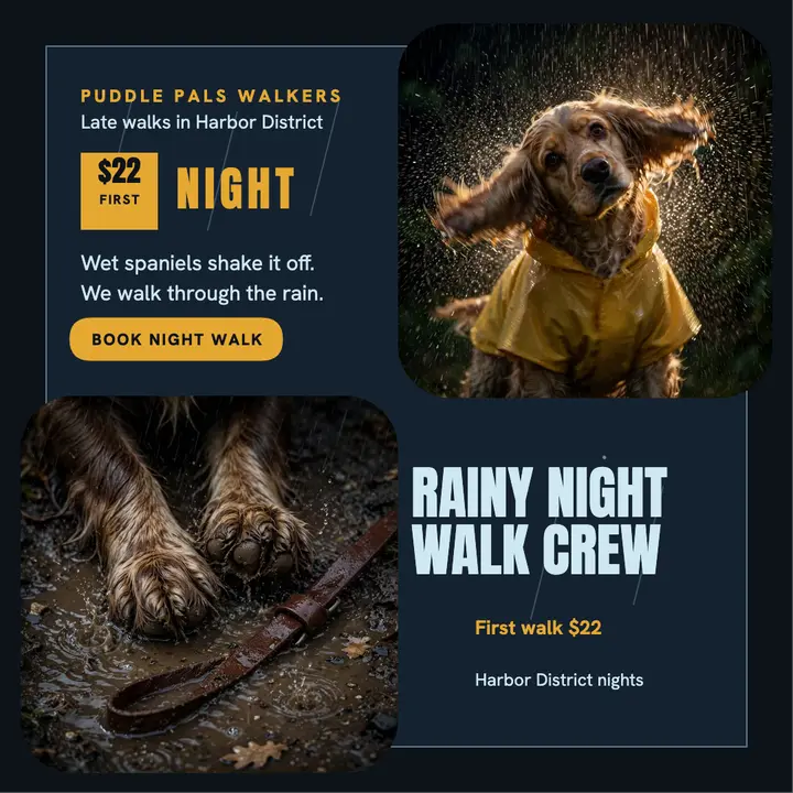 Puddle Pals rainy night walk post template