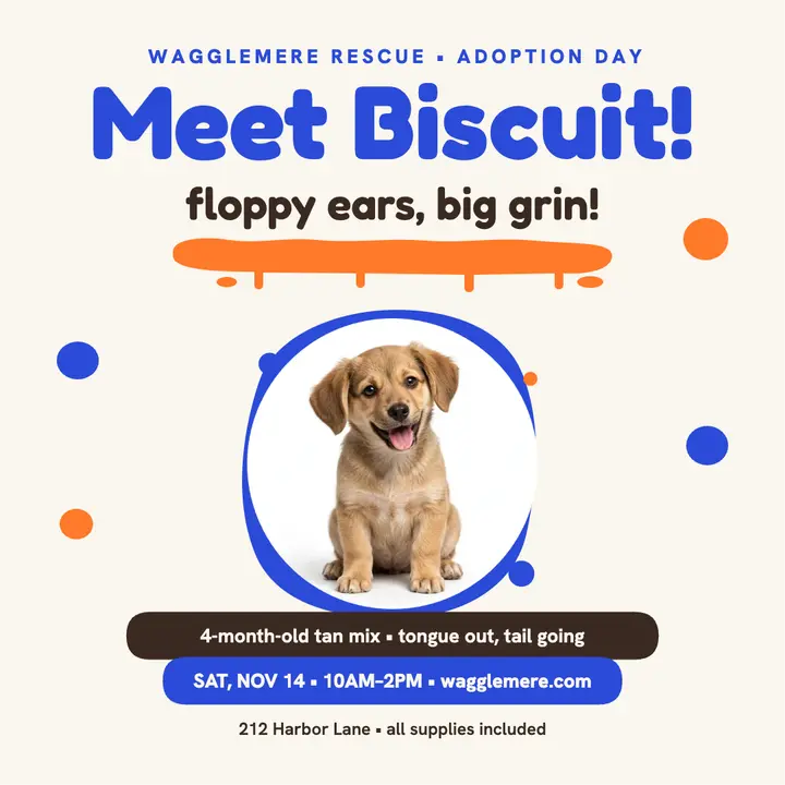 Biscuit puppy adoption day square post template