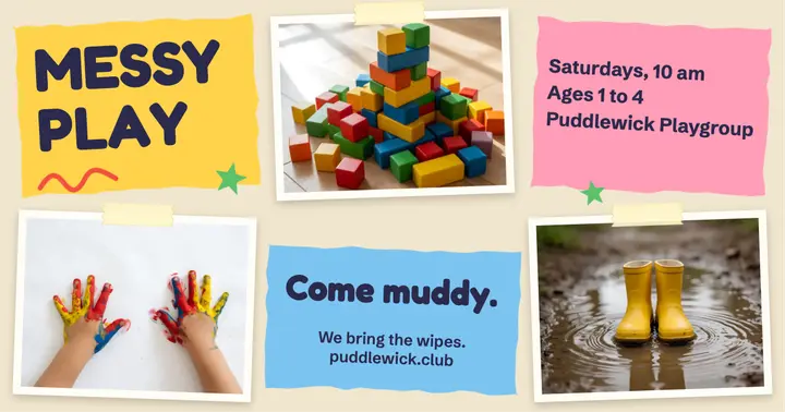 Puddlewick messy play playgroup paper collage post template