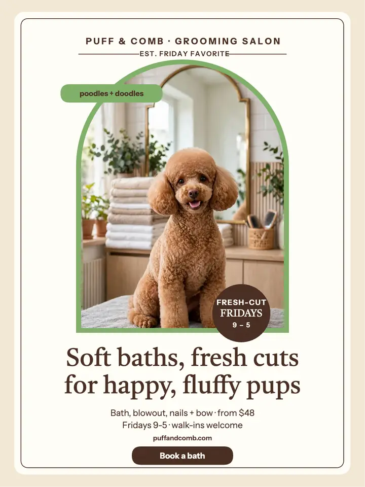 Puff and Comb poodle groom portrait template