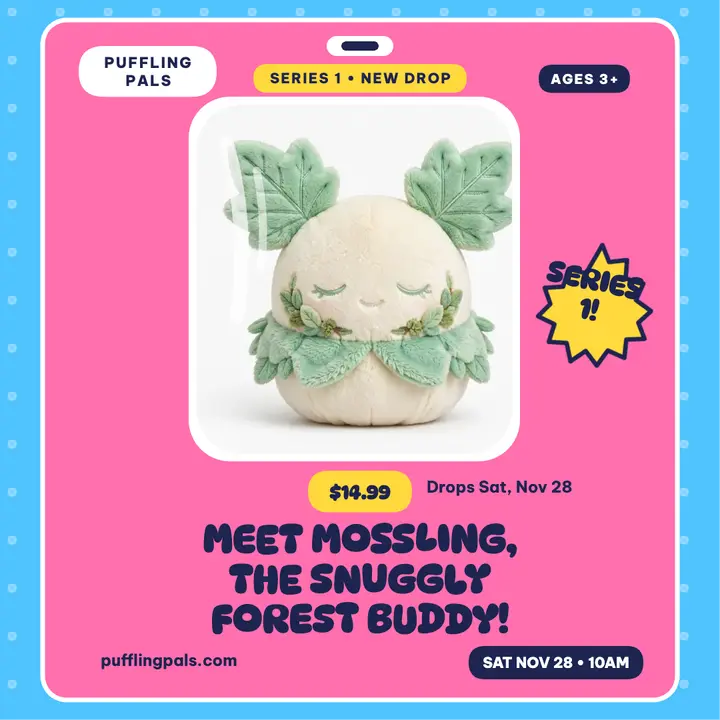 Puffling Pals Mossling plush drop template