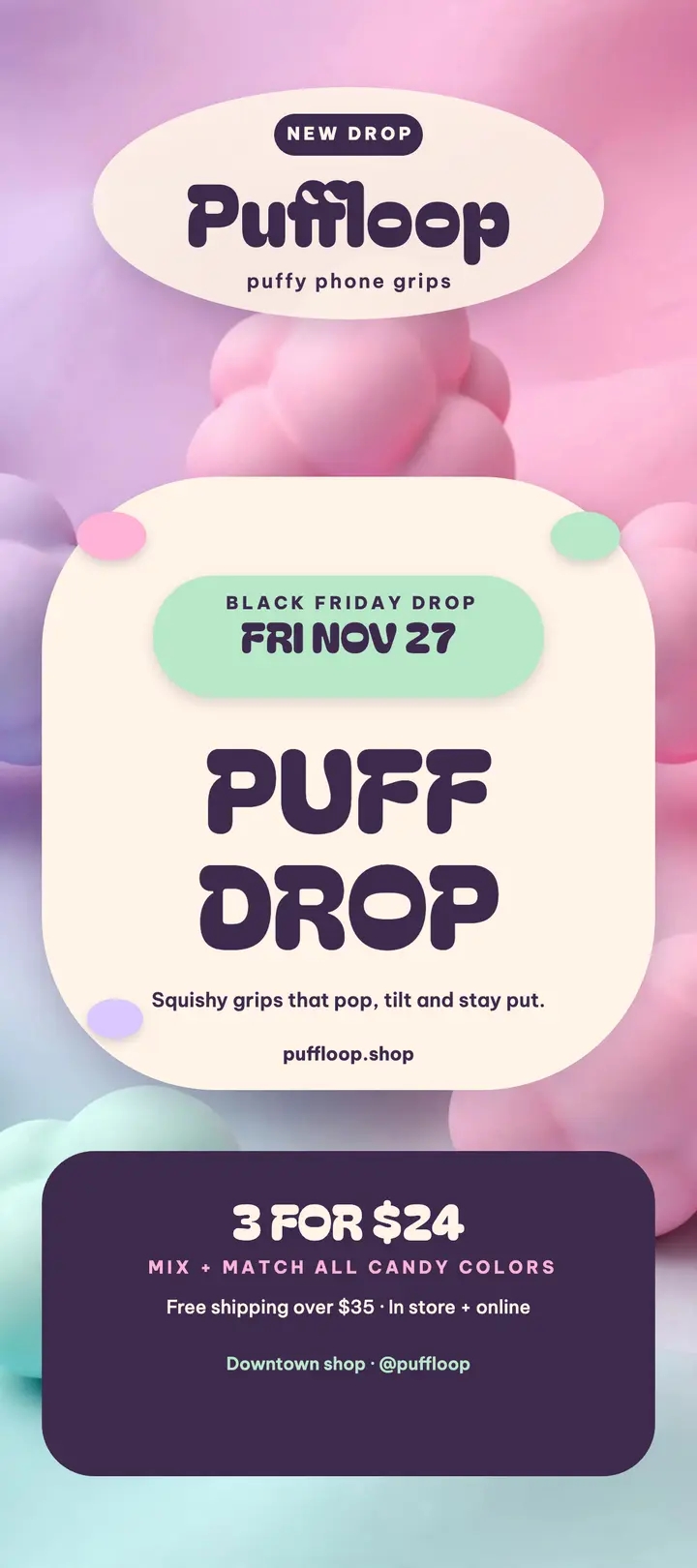 Puffloop Puff Grip Drop rack card template