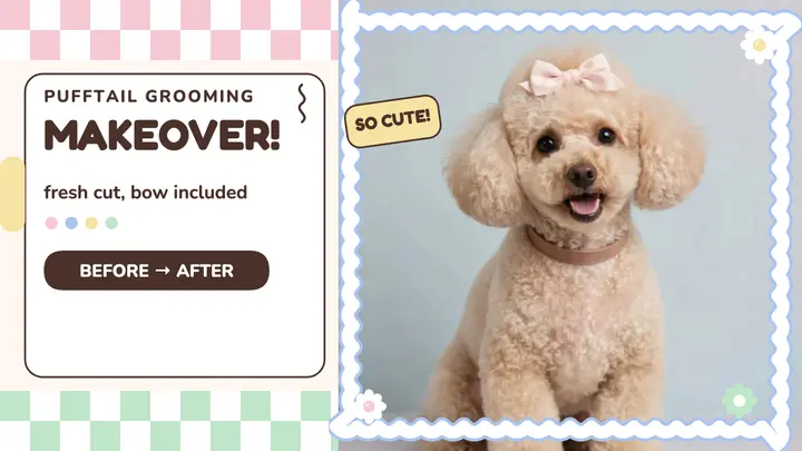 Pufftail poodle makeover thumbnail template