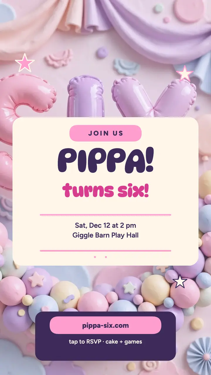 Pippa puffy sixth birthday story template