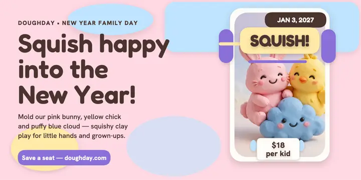 Doughday family clay day puffy post: family clay day post template