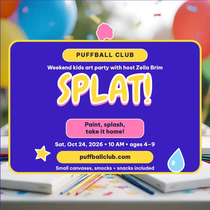 Puffball Club kids art party puffy post template