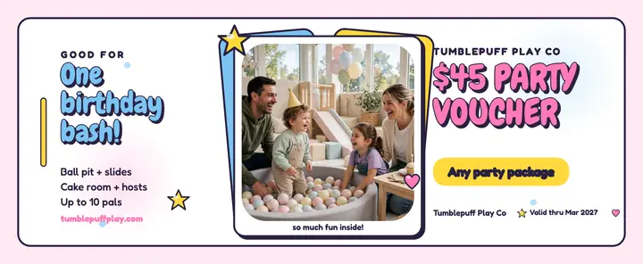 Tumblepuff play gym party voucher template