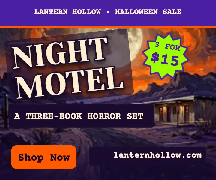Night Motel Halloween book sale ad template