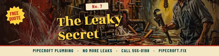 Pipecroft Plumbing pulp mystery paperback billboard ad template