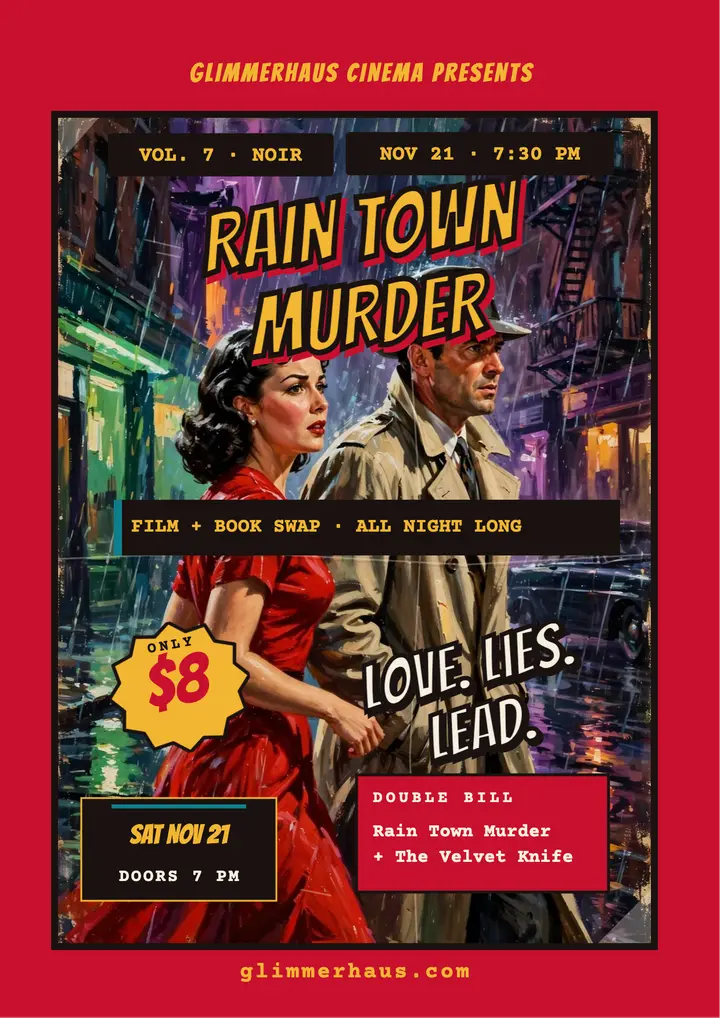 Glimmerhaus pulp film and book night flyer template