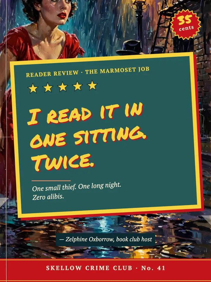 The Marmoset Job reader review, pulp paperback cover template