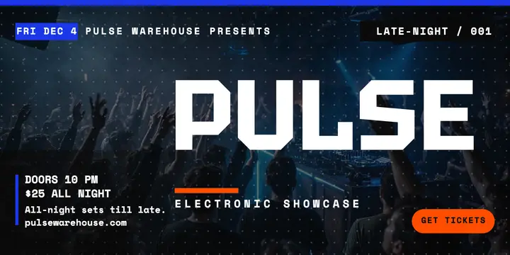 Pulse Warehouse electronic night grid post: electronic showcase post template
