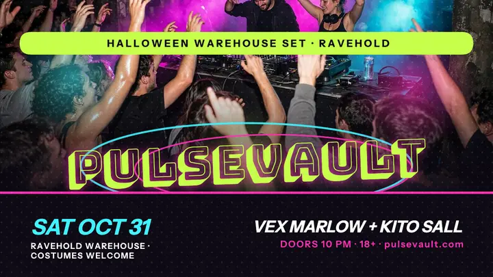 Pulsevault warehouse rave night thumbnail template