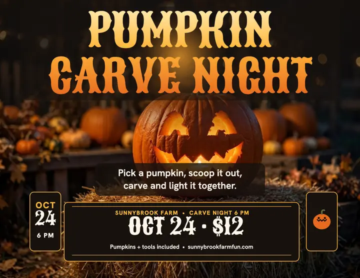 Sunnybrook Farm pumpkin carve night flyer template