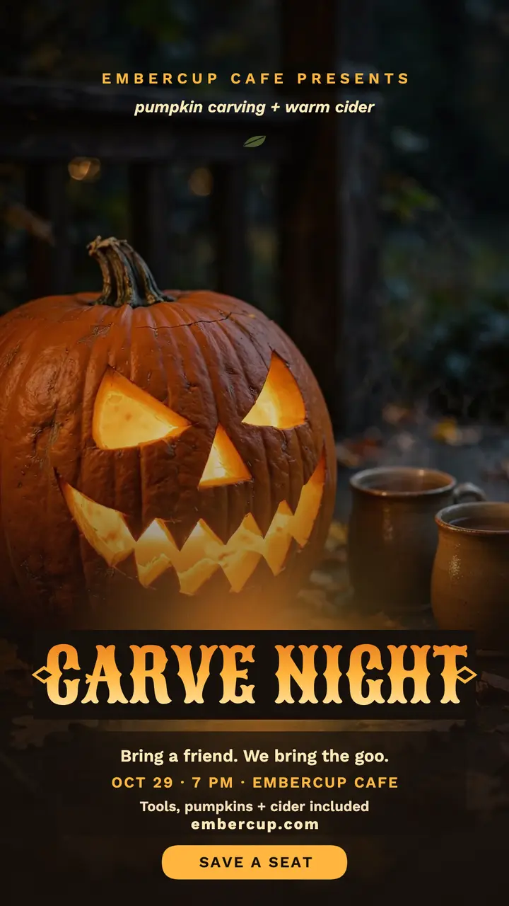 Embercup pumpkin carve night story template