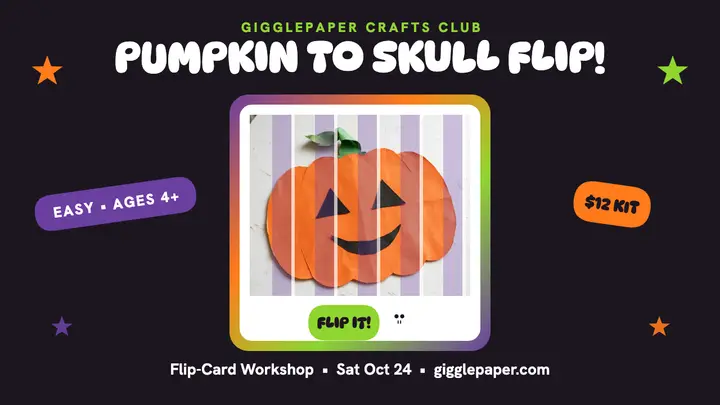 Pumpkin flip craft thumbnail, Gigglepaper template