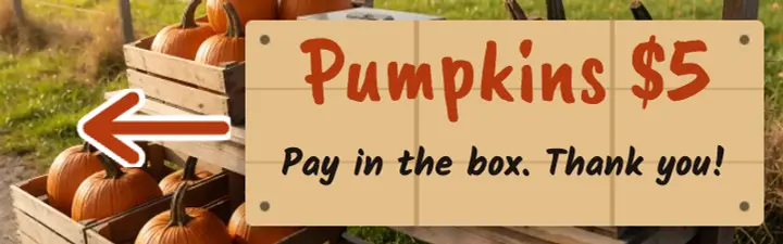 Hollowmere Farm pumpkin stand banner template