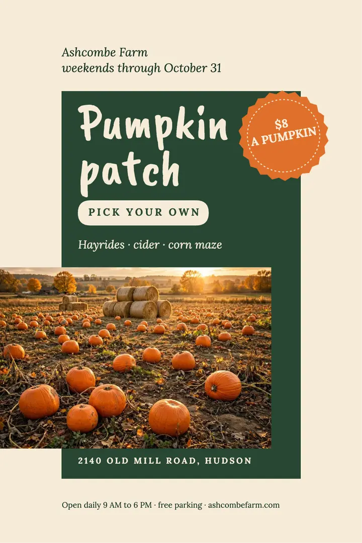 Pumpkin patch poster template