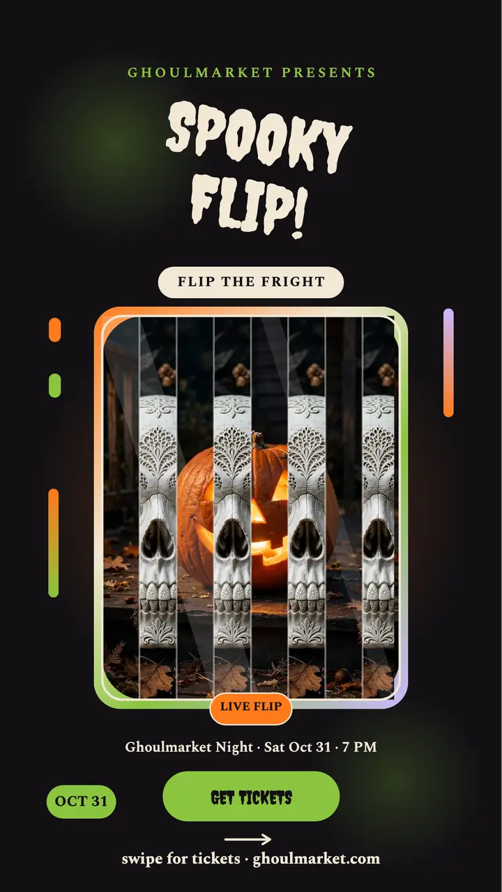 Ghoulmarket pumpkin skull flip story template