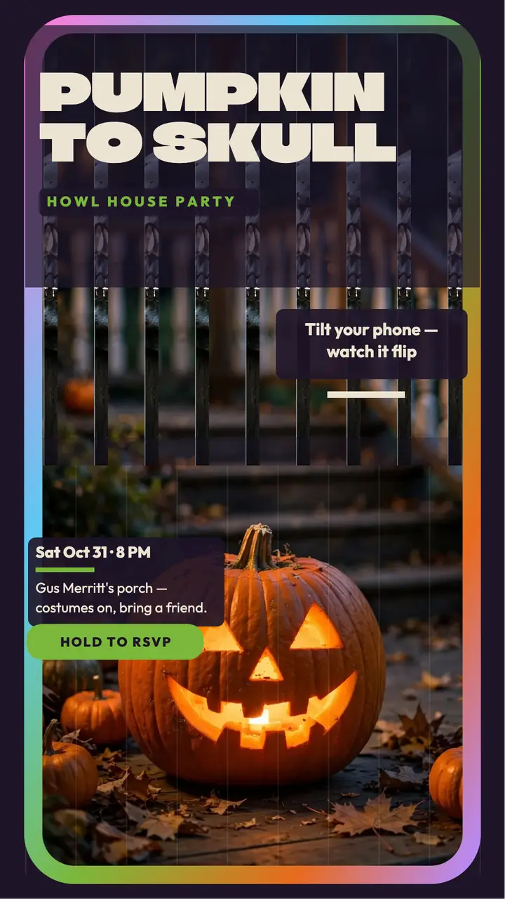 Howl House pumpkin to skull party story template