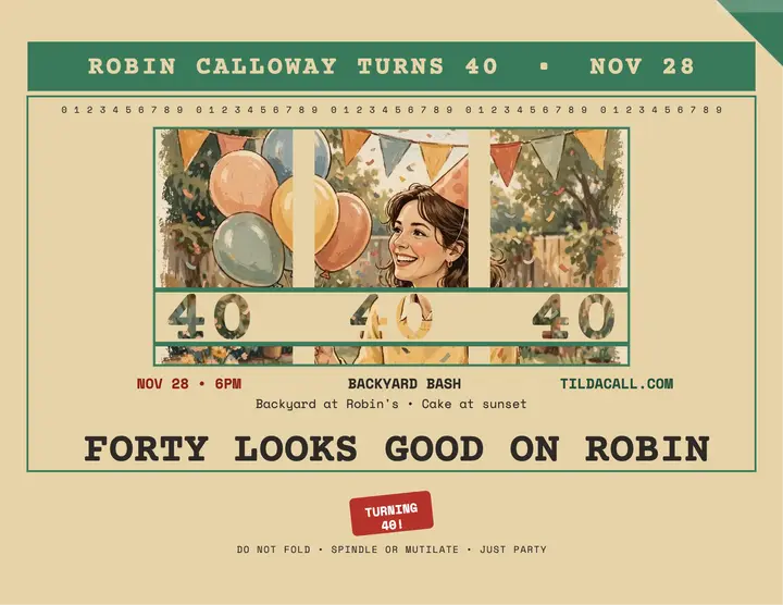 Robin Calloway 40th punch card flyer template