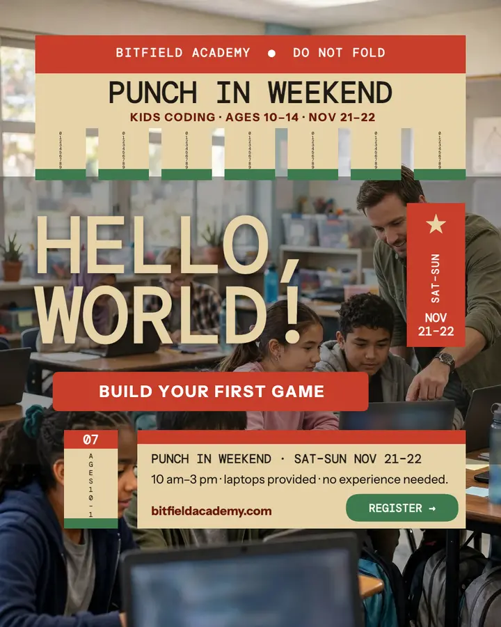 Bitfield Academy punch card coding post template