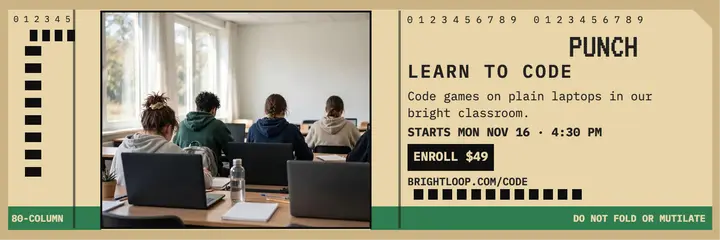Punch In Code course header template