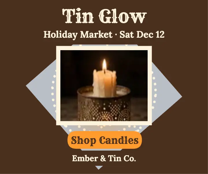 Ember and Tin Christmas candle ad template