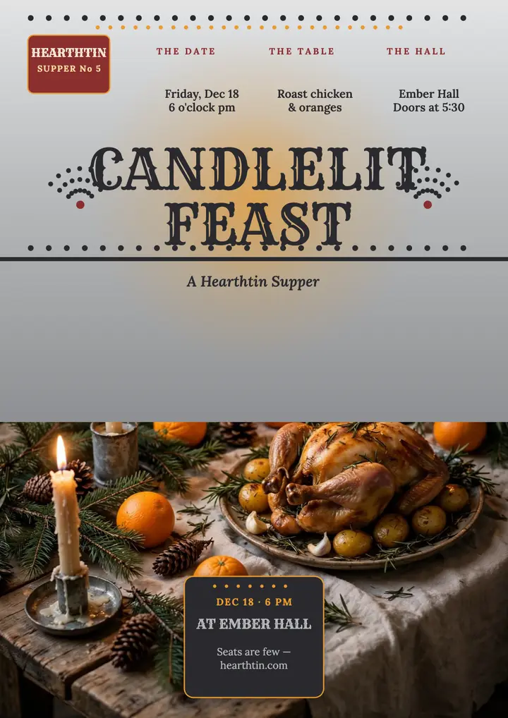 Hearthtin candlelit feast flyer template