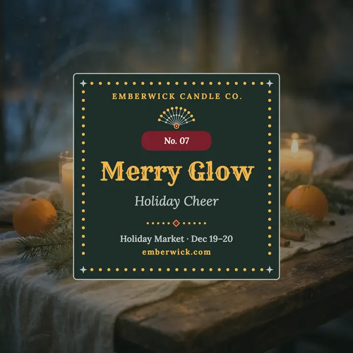 Emberwick punched tin holiday candle post template