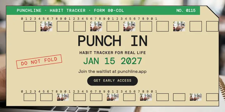Punchline punch card app launch post template