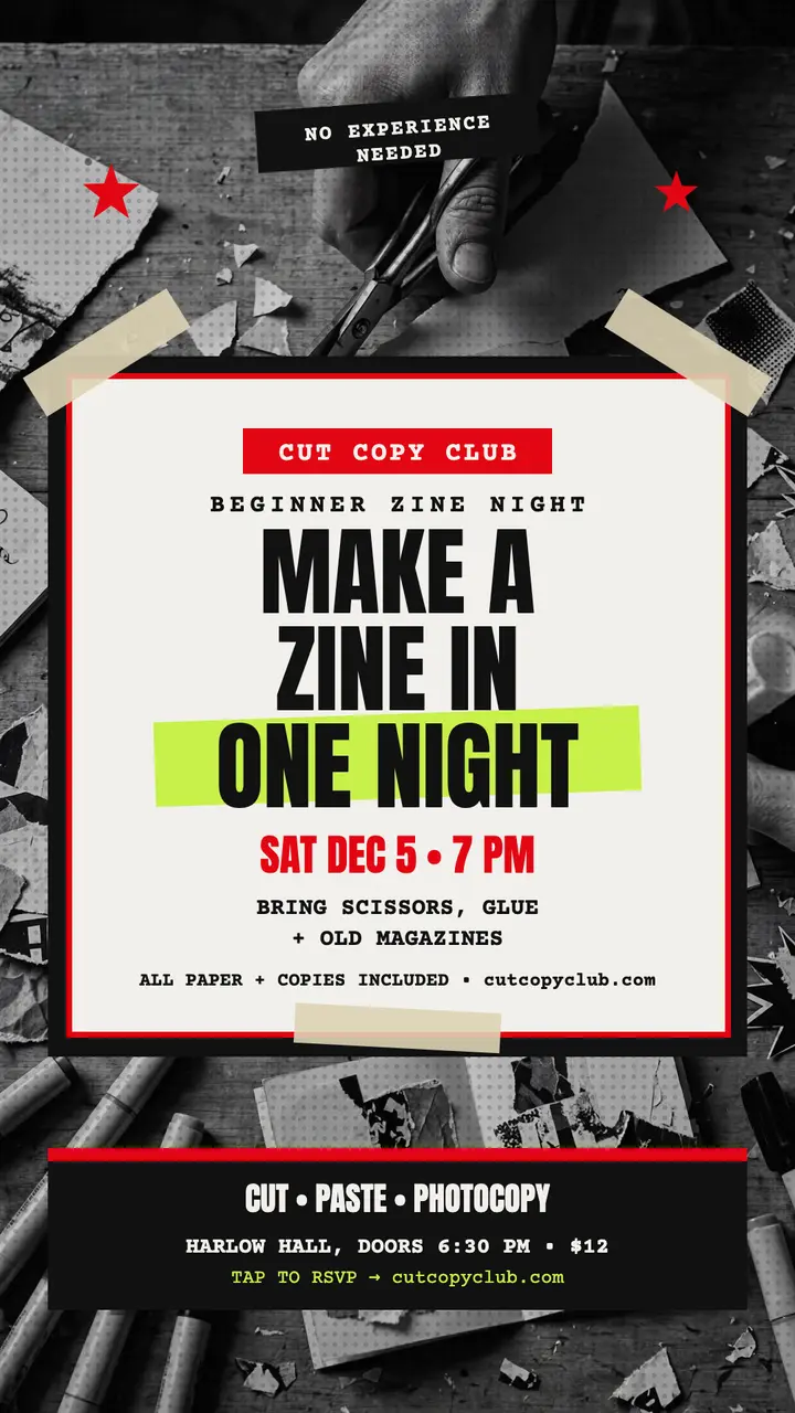 Cut Copy Club zine night story template