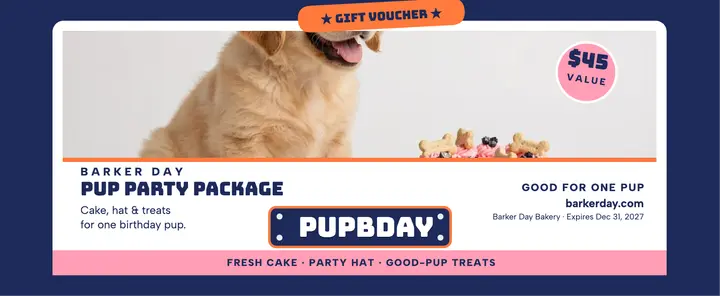 Pup birthday plate gift voucher template