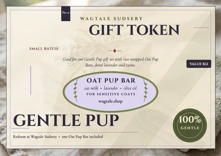 Gentle Pup soap gift token: pet gift certificate template