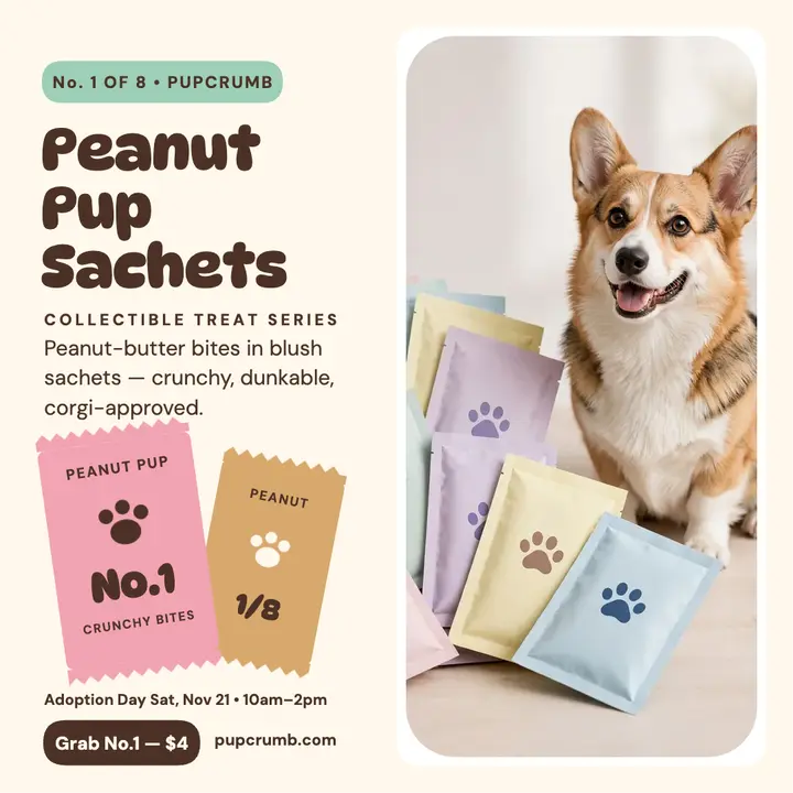 Pupcrumb peanut pup sachets post template
