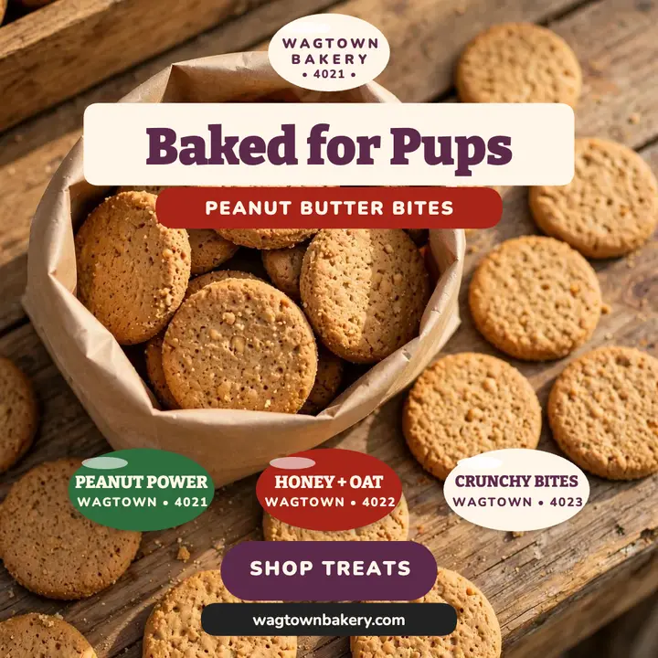 Wagtown Bakery peanut butter bites sticker post template