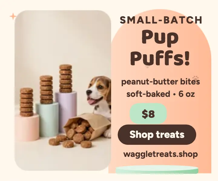 Waggletreats Pup Puffs podium ad template