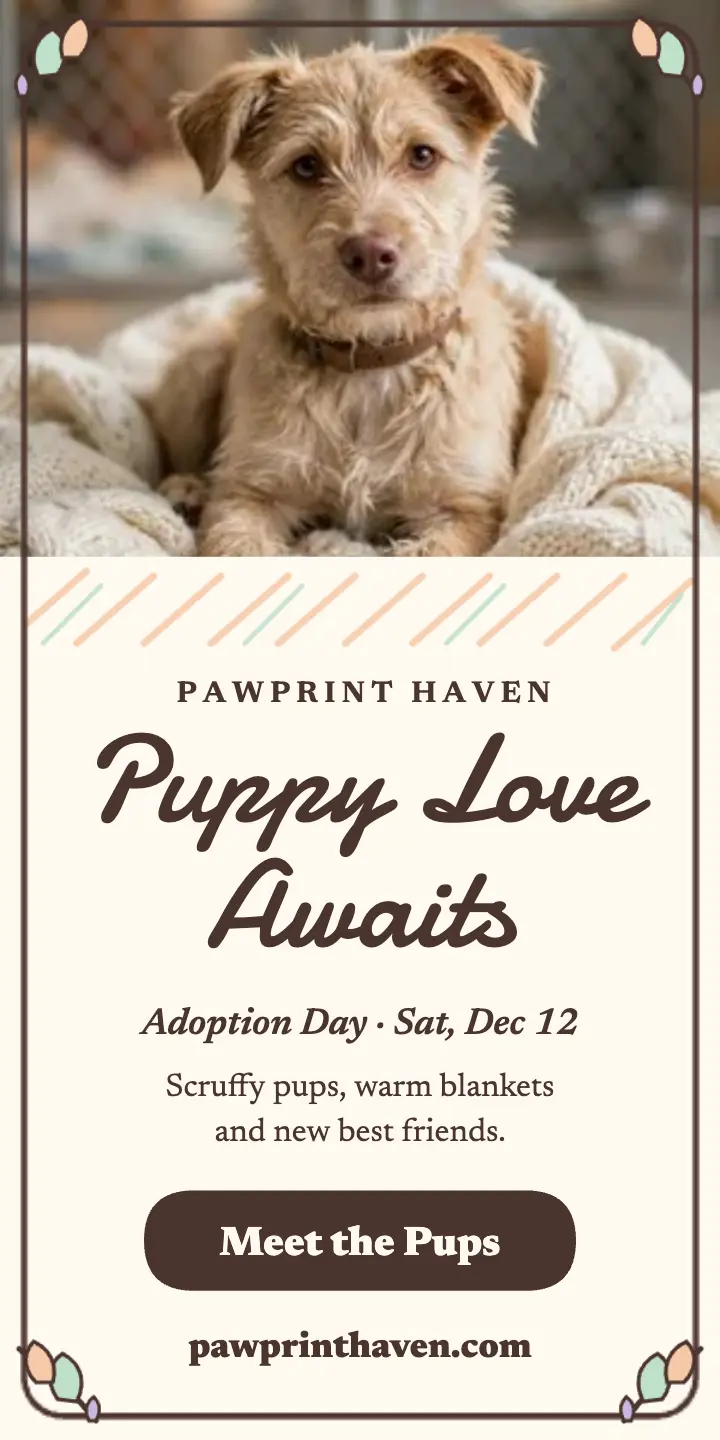 Pawprint Haven puppy adoption day ad template