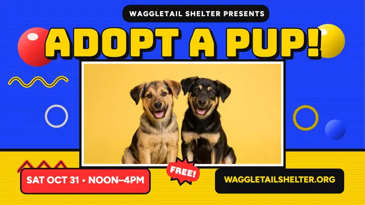 Waggletail puppy adoption day 90s thumbnail template