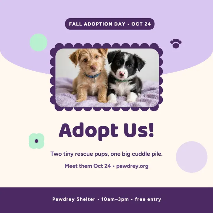 Pawdrey puppy adoption day post template